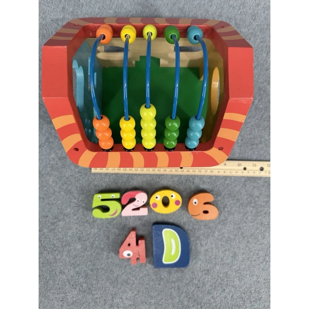 Wooden Shape‎ Sorter House Bead Maze Activity Cube Numbers ABC Blocks